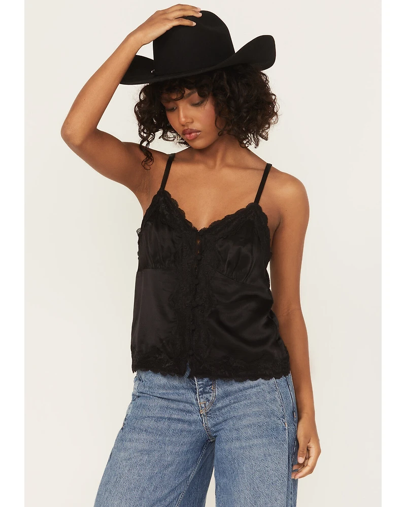Shyanne Women's Lace Trim Satin Cami