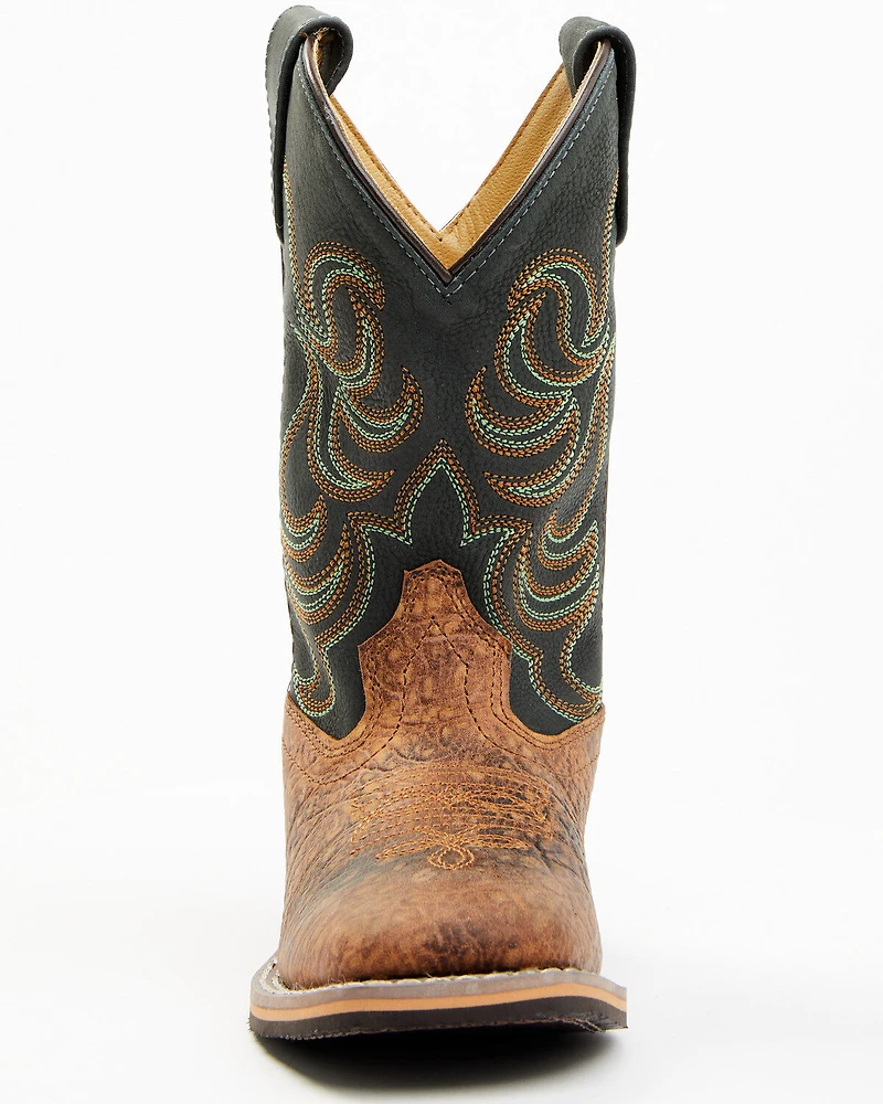 Smoky Mountain Boys' Jesse Bison Leather Print Boot - Square Toe