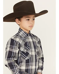 Ely Walker Boys' Plaid Print Long Sleeve Snap Western Shirt