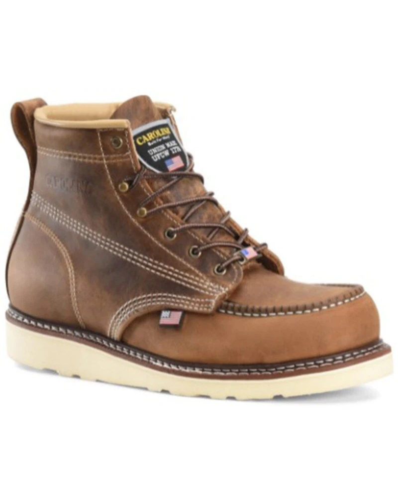 Carolina Men's 6" Domestic AMP USA Wedge Moc Work Boots - Steel Toe