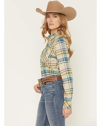 Shyanne Women's Plaid Print Long Sleeve Button-Down Flannel Shirt