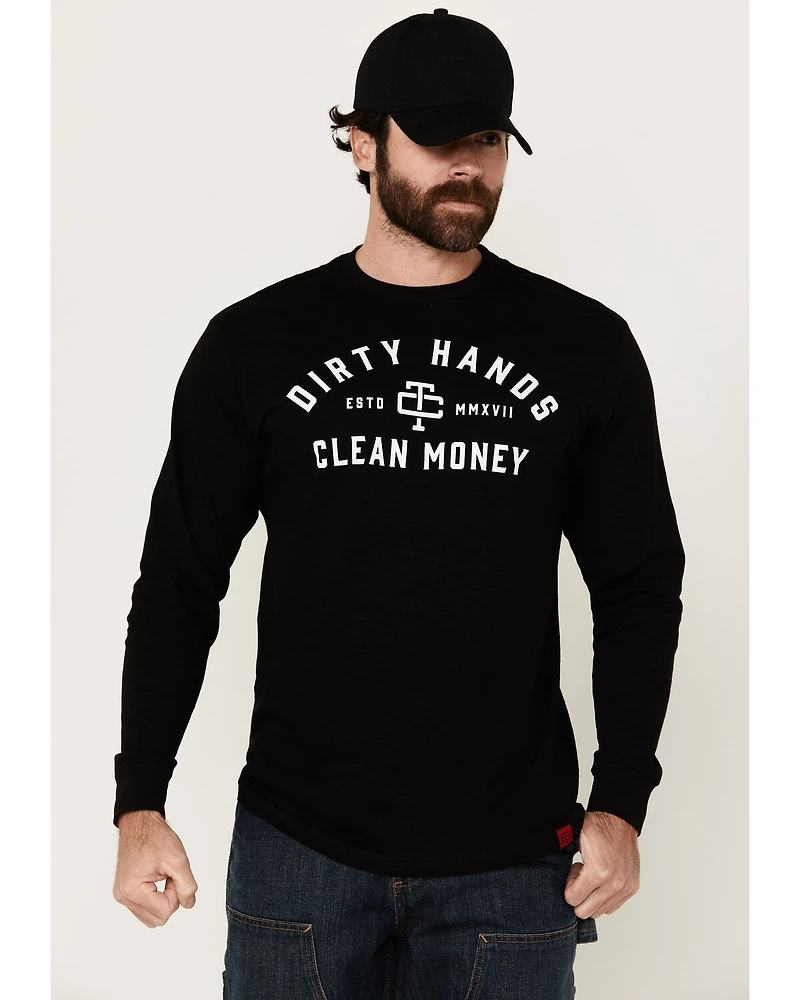 Troll Co Men's Dirty Hands Clean Money Long Sleeve Graphic T-Shirt