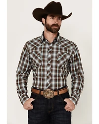 Roper Men's West Made Plaid Print Long Sleeve Snap Western Shirt