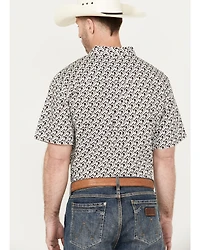 RANK 45® Men's West Trellis Geo Print Short Sleeve Button-Down Shirt