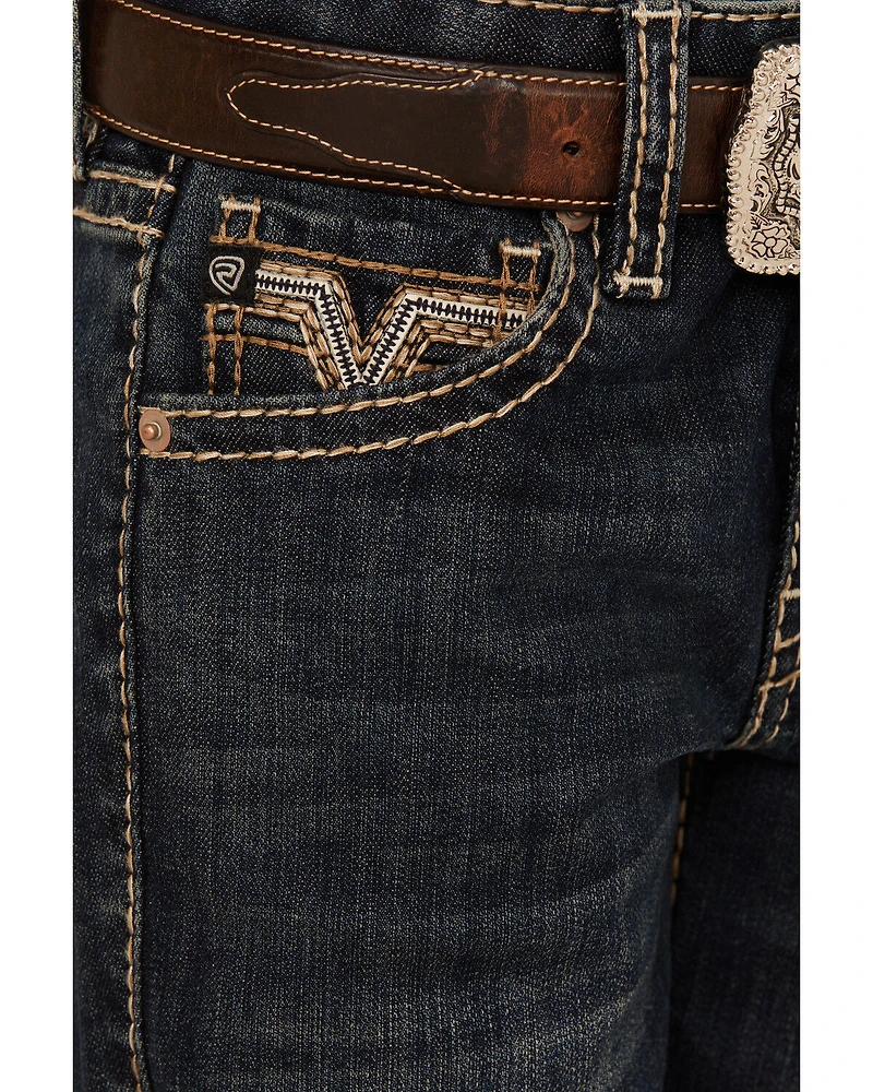 Rock & Roll Denim Boys' Dark Wash Bootcut Stretch Jeans