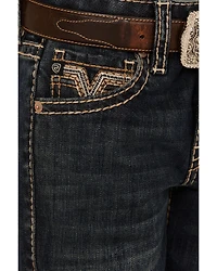 Rock & Roll Denim Boys' Dark Wash Bootcut Stretch Jeans