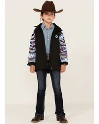 Hooey Girls' Southwestern Print Sleeve Zip-Front Softshell Jacket