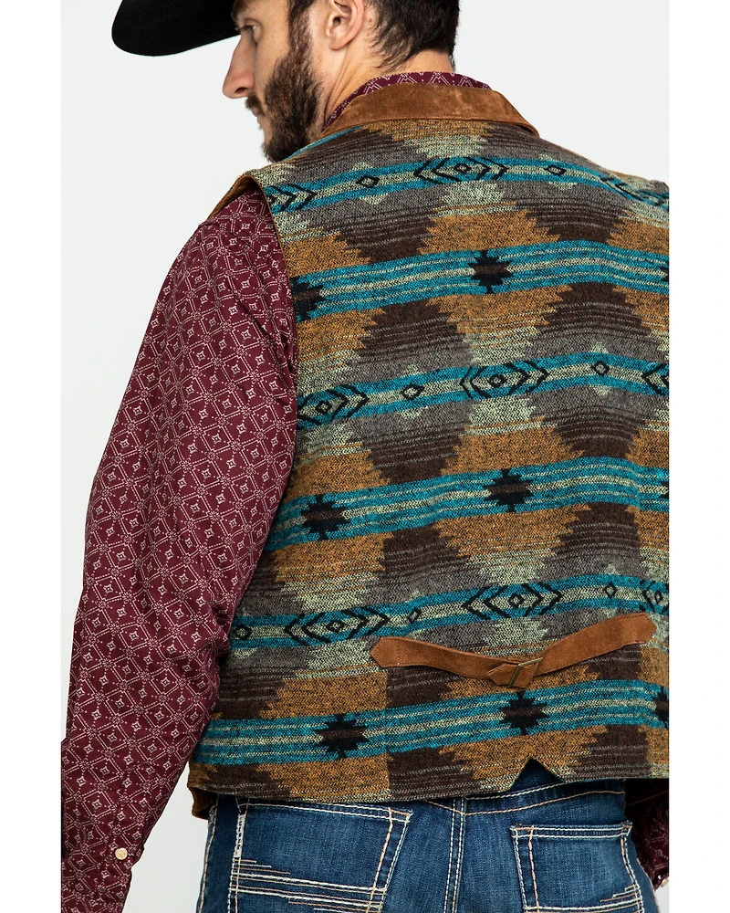 Scully Leatherwear Men's Southwestern Knit Back Suede Vest
