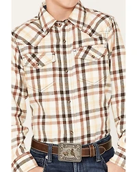 Cody James Boys' Plaid Print Long Sleeve Western Snap Flannel Shirt