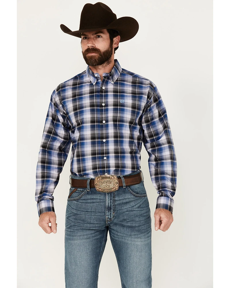Cinch Men's Plaid Print Long Sleeve Button-Down Western Shirt