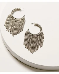 Wonderwest Women's Rhinestone Fringe Hoop Earrings