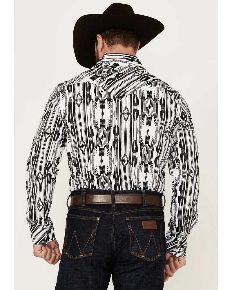 Rock & Roll Denim Men's Modern Fit Southwestern Print Long Sleeve Snap Stretch Western Shirt