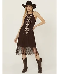 Shyanne Women's Embroidered Fringe Midi Dress