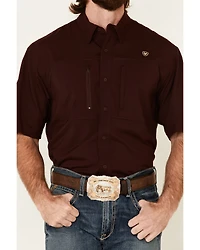 Ariat Men's Solid Maroon TEK Short Sleeve Button-Down Western Shirt - Tall