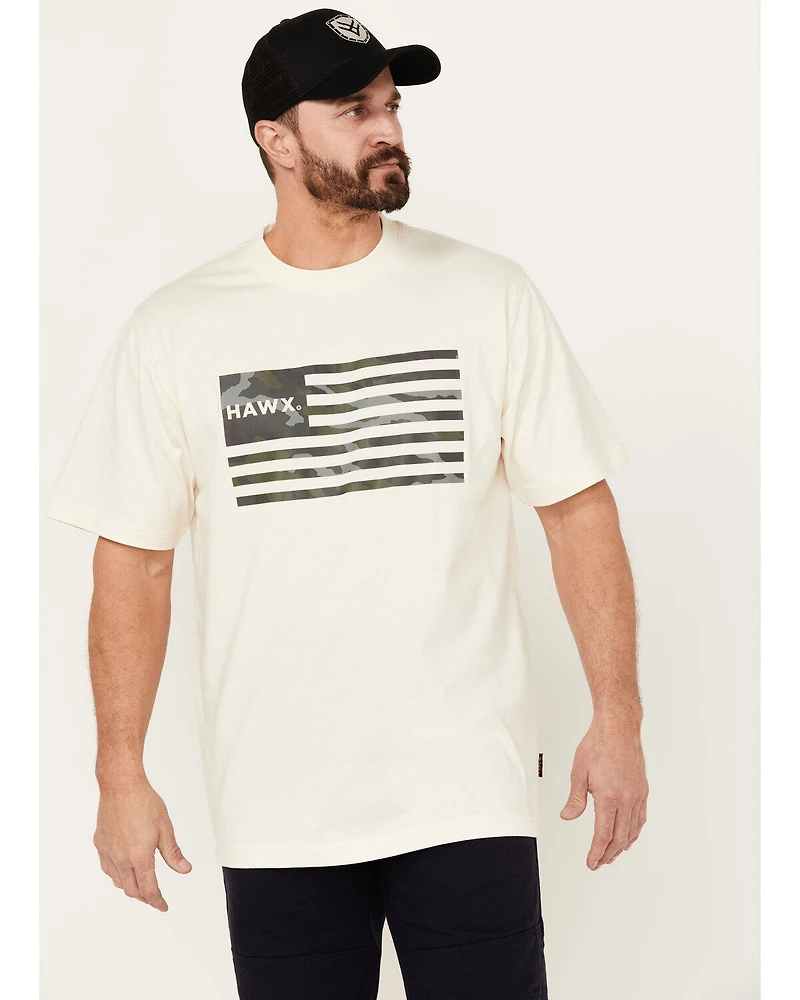 Hawx Men's Camo Flag Short Sleeve Graphic Work T-Shirt