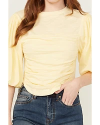Beyond The Radar Women's Puff Sleeve Ruched Shirt