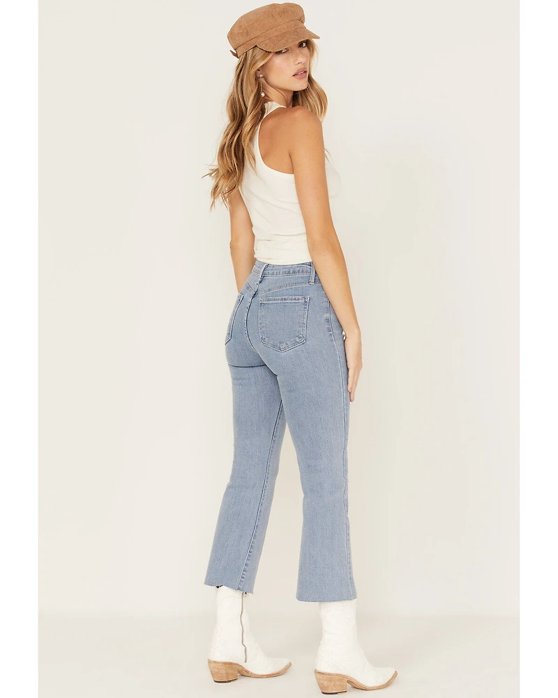 Just Black Denim Women's Light Wash Cropped Kick Flare Jeans