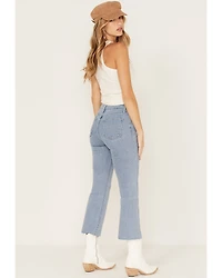 Just Black Denim Women's Light Wash Cropped Kick Flare Jeans