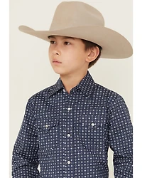 Ely Walker Boys' Geo Print Long Sleeve Snap Stretch Western Shirt