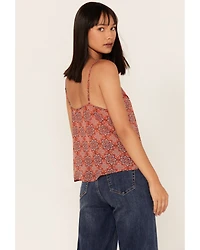 Wild Moss Women's Medallion Print Crochet Trim Cami