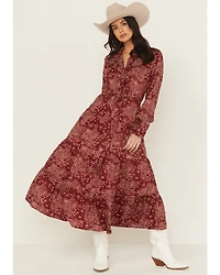 Ariat Women's Sahara Paisley Print Long Sleeve Button-Down Midi Dress