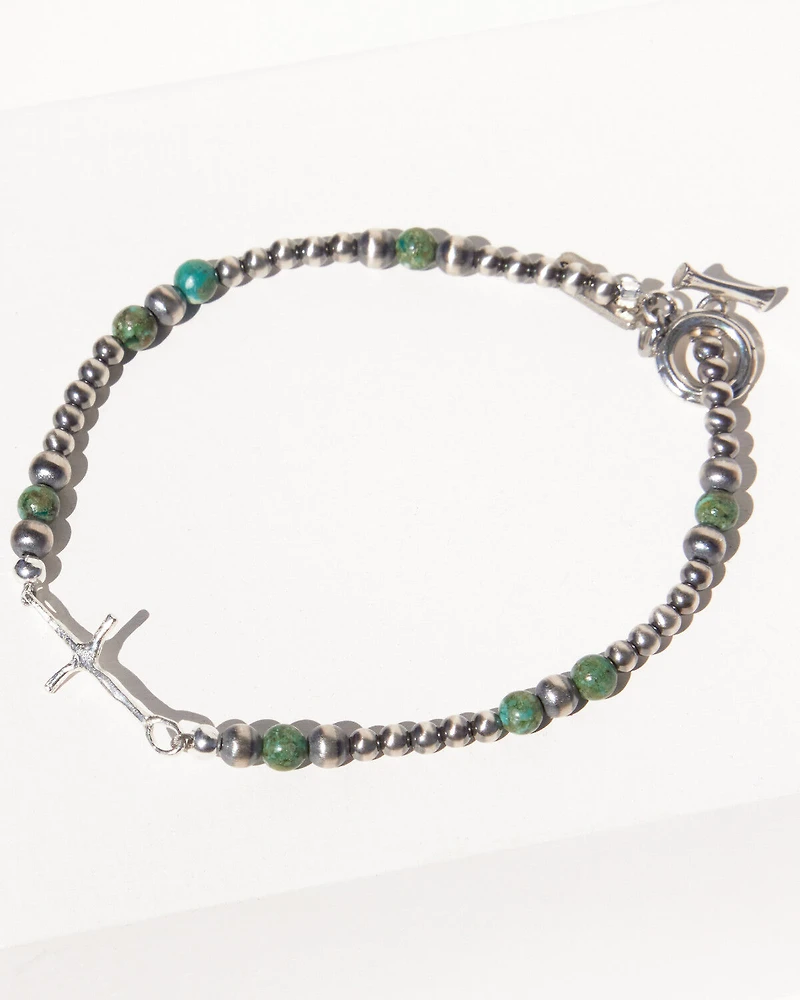 Paige Wallace Women's Tiny Cross Navajo Pearl Bracelet