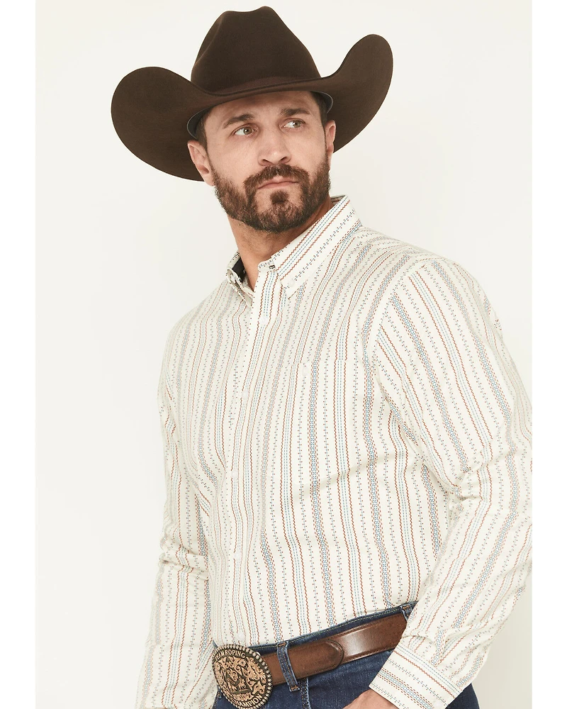 RANK 45® Men's Rocky Peak Striped Long Sleeve Button-Down Stretch Western Shirt