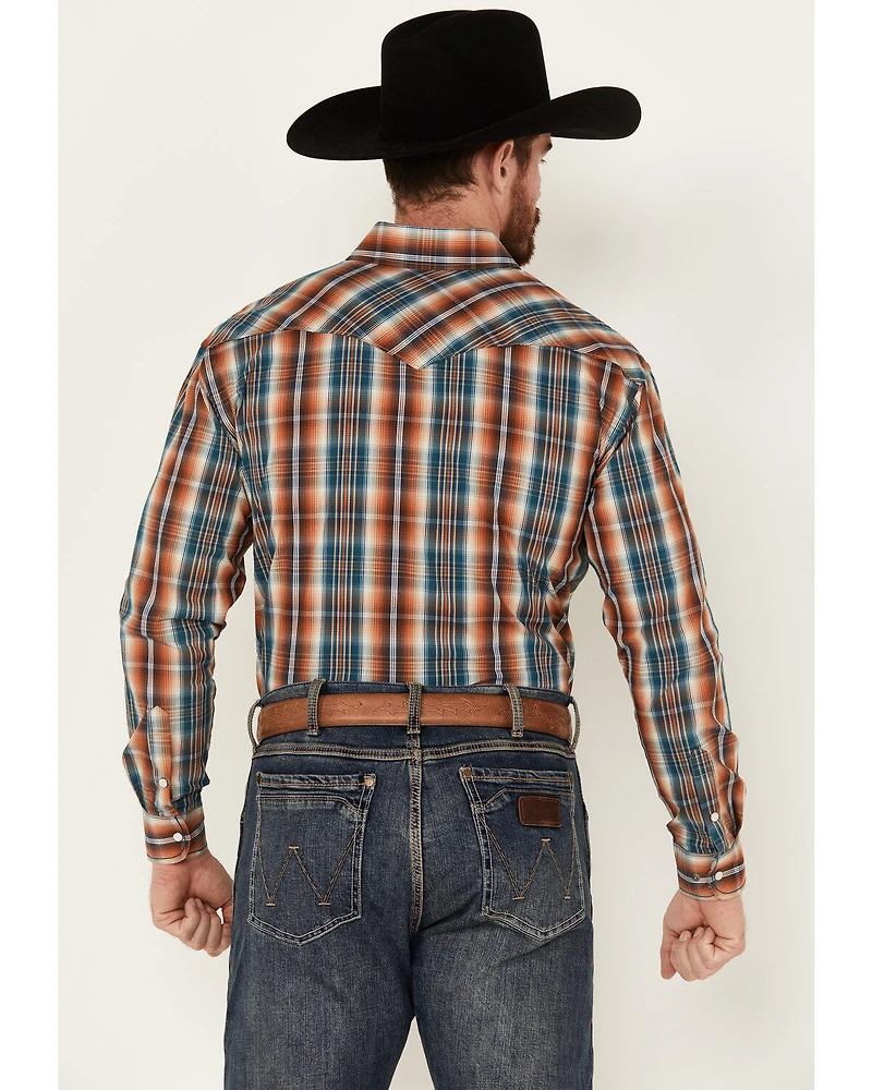 Rough Stock by Panhandle Men's Plaid Print Long Sleeve Stretch Snap Western Shirt