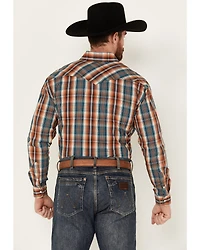 Rough Stock by Panhandle Men's Plaid Print Long Sleeve Stretch Snap Western Shirt