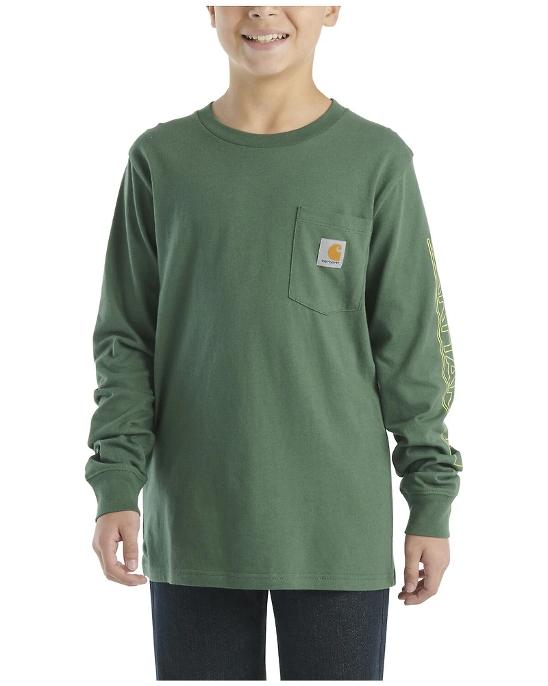 Carhartt Boys' Solid Logo Long Sleeve Pocket T-Shirt