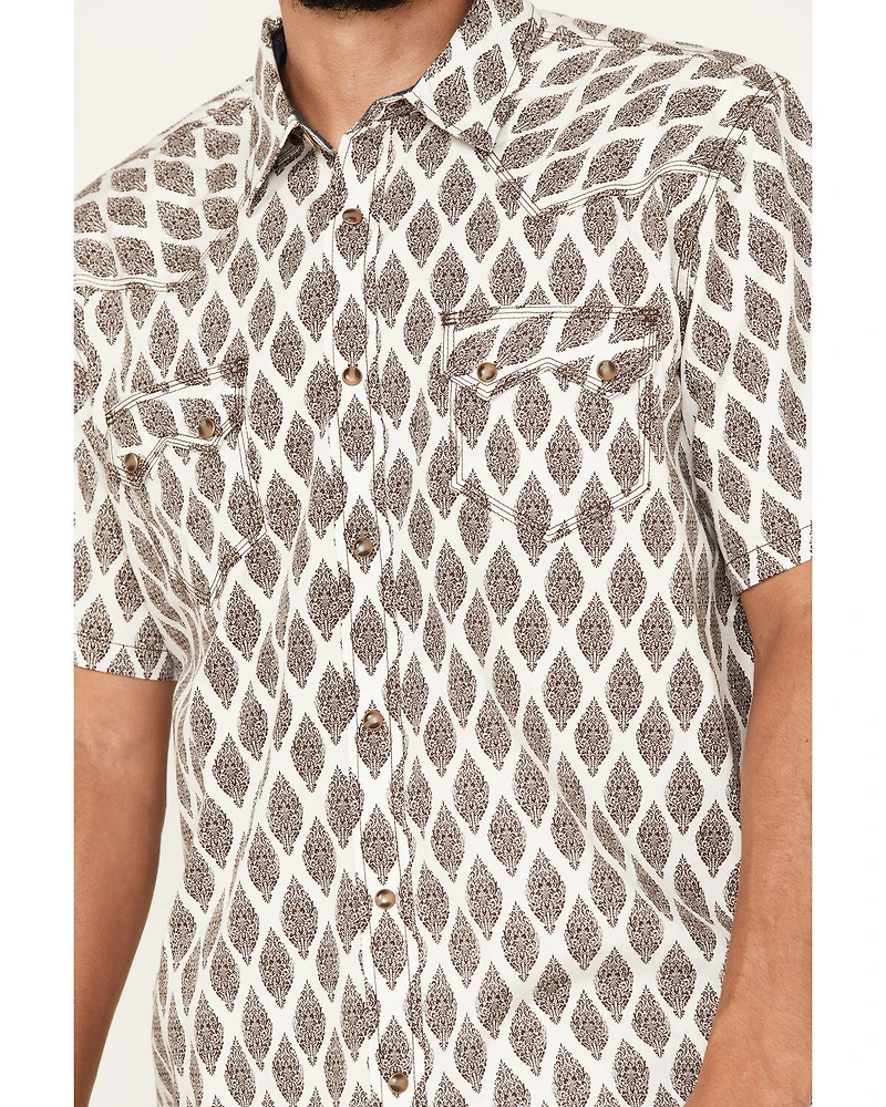 Moonshine Spirit Men's Bar Stool Floral Geo Print Snap Western Shirt