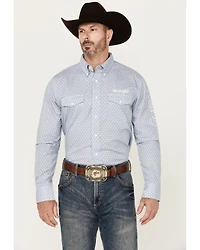 Wrangler Men's Logo Geo Print Long Sleeve Button-Down Western Shirt