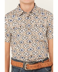 Cody James Boys' High Plains Southwestern Print Short Sleeve Snap Western Shirt