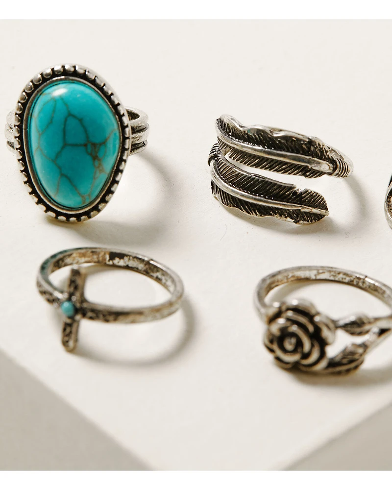 Shyanne Women's Canyon Sunset Turquoise Ring 5-Piece Set