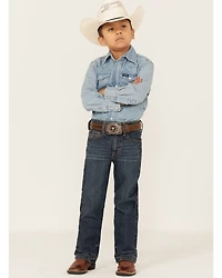 Cody James Boys' Saguaro Dark Wash Mid Rise Stretch Slim Bootcut Jeans