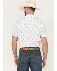 Rock & Roll Denim Men's TEK Longhorn Print Short Sleeve Pearl Snap Western Shirt