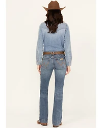 Wrangler Retro Women's Medium Wash Iris Mid Rise Trouser Stretch Denim Jeans