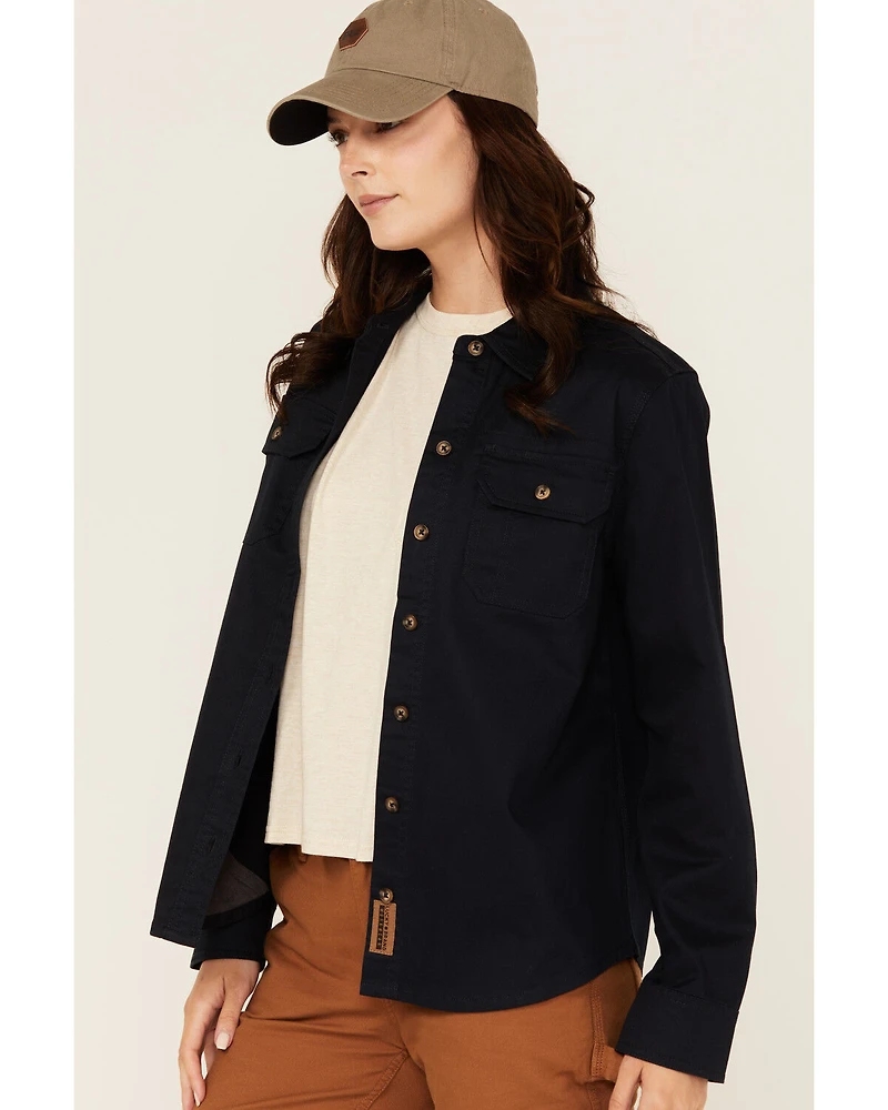 Lucky Brand Workwear Women's Solid Twill Long Sleeve Button-Down Stretch Work Shirt