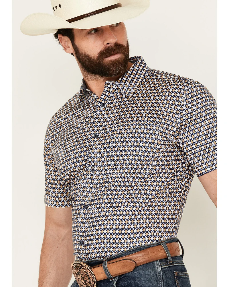Cody James Men's Everett Geo Print Short Sleeve Button-Down Stretch Western Shirt