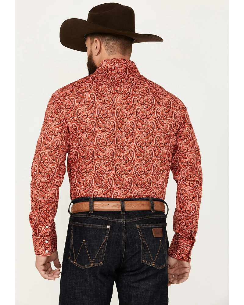 Rock & Roll Denim Men's Paisley Print Long Sleeve Snap Stretch Western Shirt