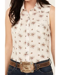 Roper Women's Floral Print Sleeveless Snap Western Shirt