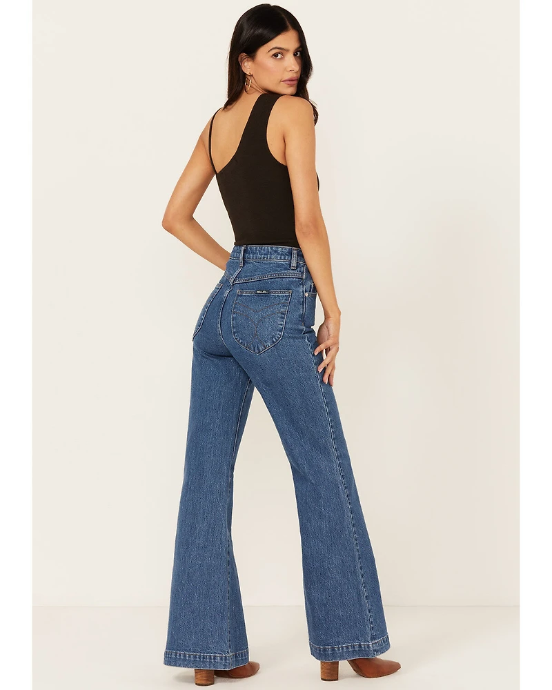 Rolla's Women's Boot Barn Exclusive Ashley Dark Wash High Rise Eastcoast Flare Stretch Denim Jeans