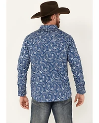 Moonshine Spirit Men's Record Player Floral Print Long Sleeve Snap Western Shirt
