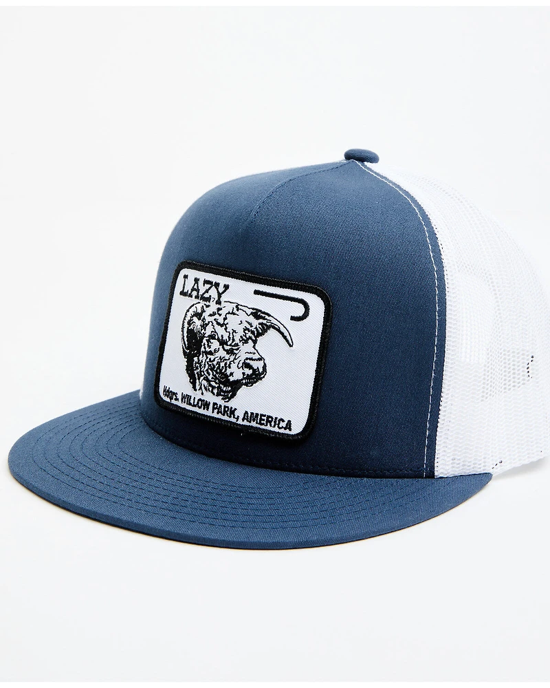 Lazy J Ranch Men's Willow Blue & White Large Patch Mesh-Back Ball Cap