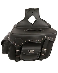Milwaukee Leather Reflective Double Front Pocket Studded Throw Over Saddle Bag