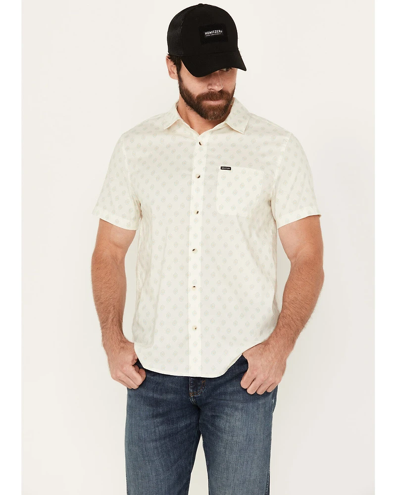 Brixton Men's Charter Geo Print Short Sleeve Button-Down Shirt