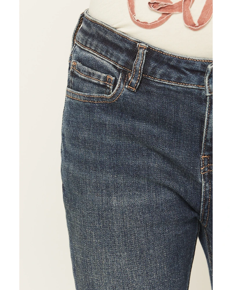 Shyanne Little Girls' Scout Dark Wash Embroidered Bootcut Stretch Denim Jeans