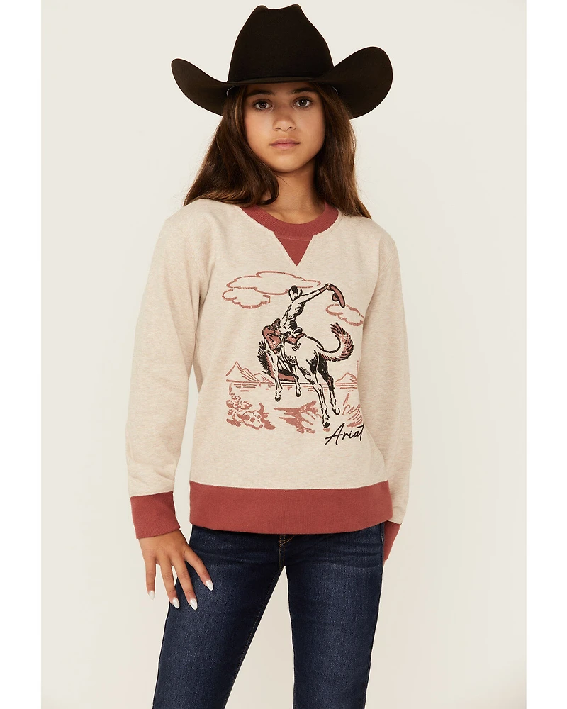 Ariat Girls' Bronco Print Long Sleeve Graphic Shirt