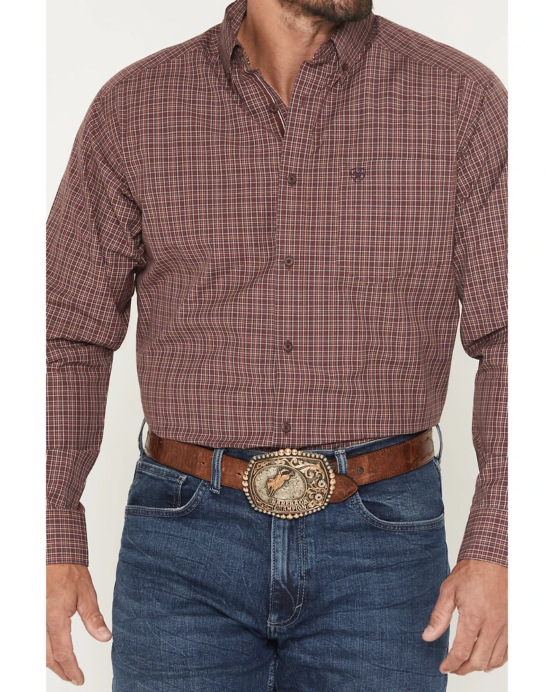 Ariat Men's Pro Series Travis Plaid Print Long Sleeve Button-Down Stretch Western Shirt - Big