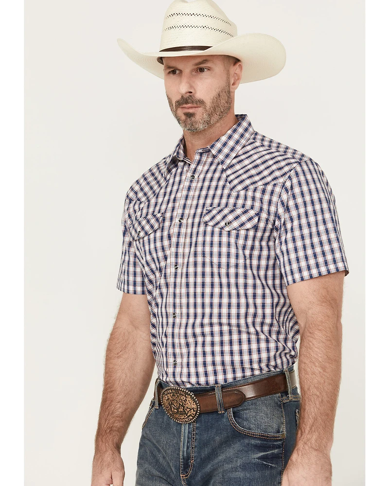 Gibson Trading Co Men's Pointed Arrow 2 Plaid Print Short Sleeve Snap Stretch Western Shirt